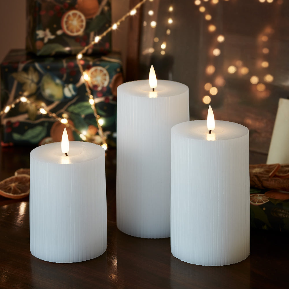 3 Bougies Piliers TruGlow® Blanches à LED avec Télécommande