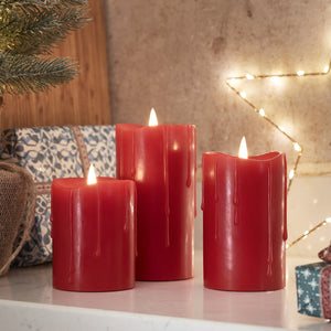 Lot De 3 Bougies LED TruGlow En Cire Cuivrée - Effet Flamme Réaliste - Blanc Chaud - Pour Intérieur