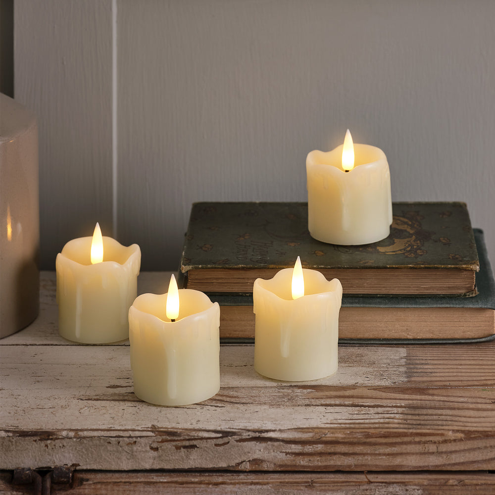 Lot de 4 Bougies Votives Effet Cire Fondue
