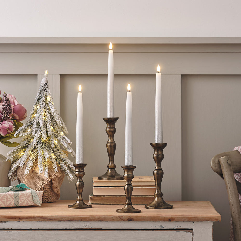 Lot de 4 Chandelles Ombrées Argentées TruGlow® avec Télécommande