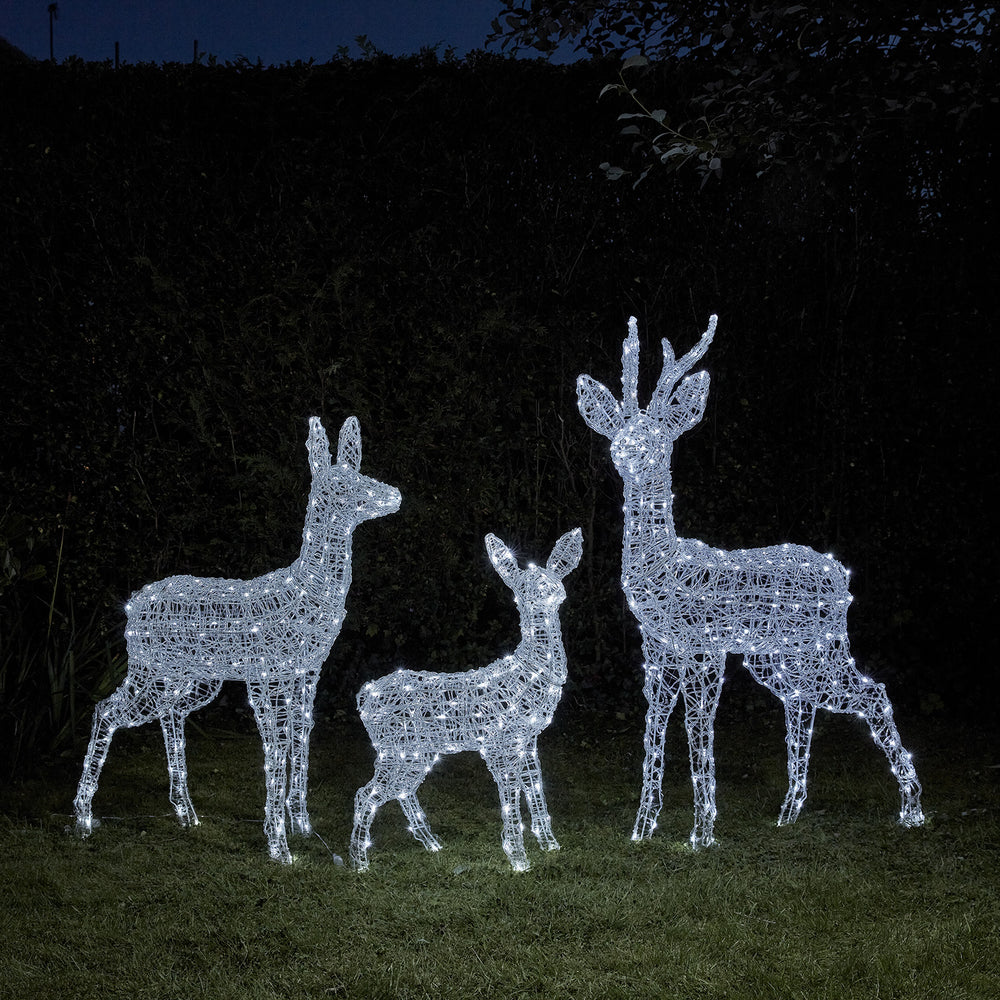 Famille de Rennes Lumineux en Acrylique et à Piles Swinsty