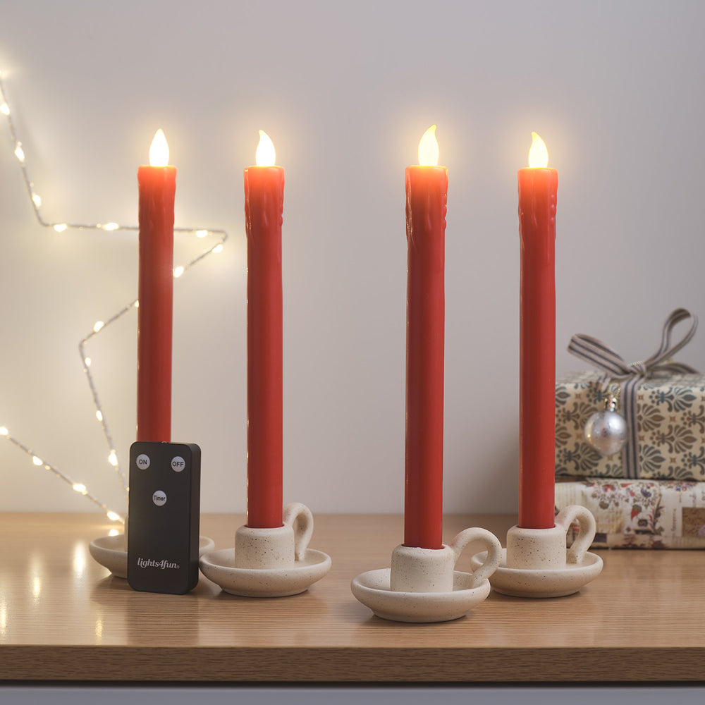 2 x Lot de 2 Chandelles en Cire Rouge avec Télécommande