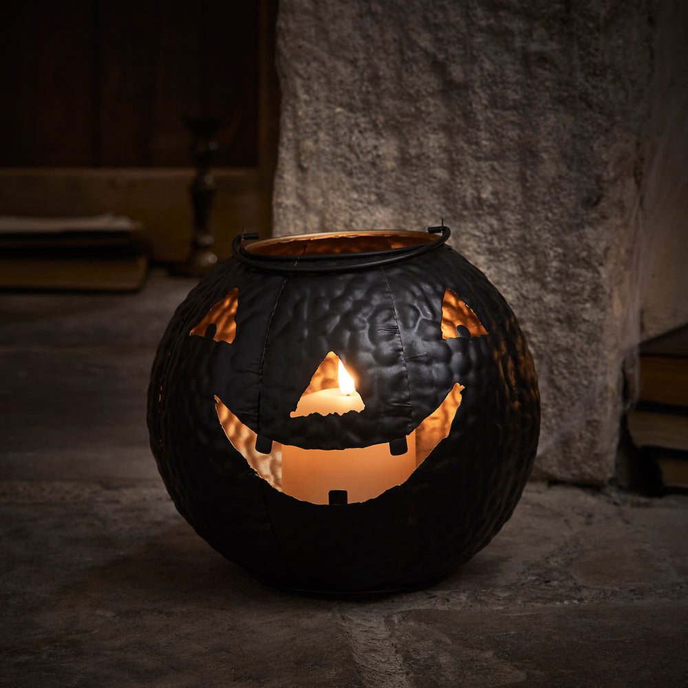 Lanterne Citrouille Noire d’Halloween avec Bougie TruGlow®