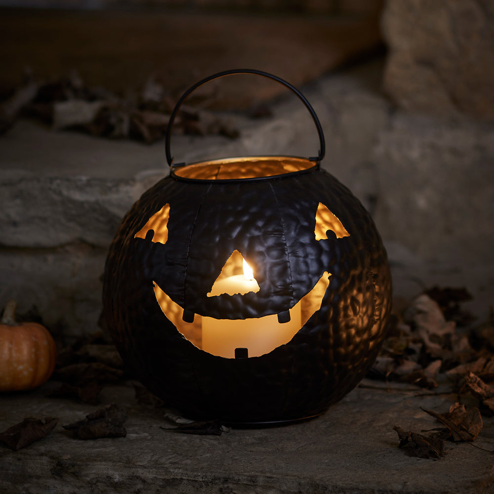 Lanterne Citrouille Noire d’Halloween avec Bougie TruGlow®