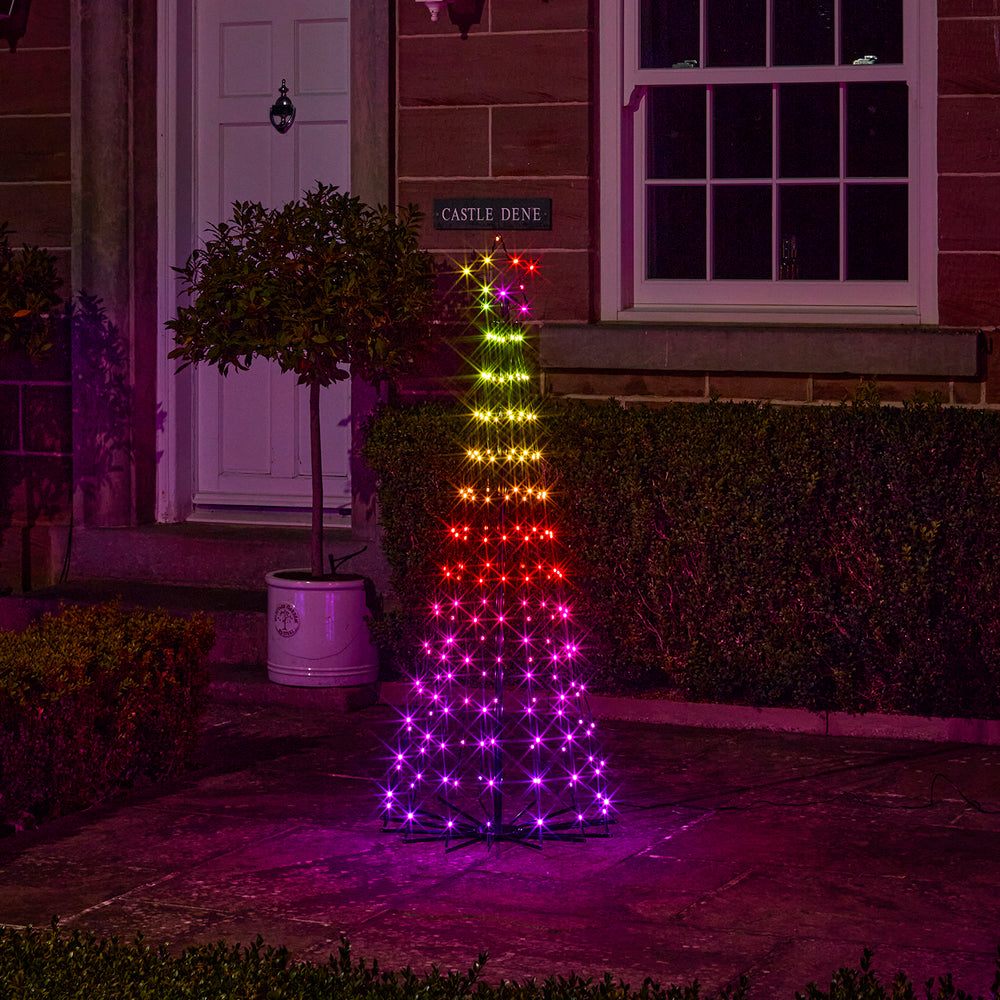 Sapin de Noël Cône Lumineux d’Extérieur de 1,5 m à Fonction Changement de Couleur