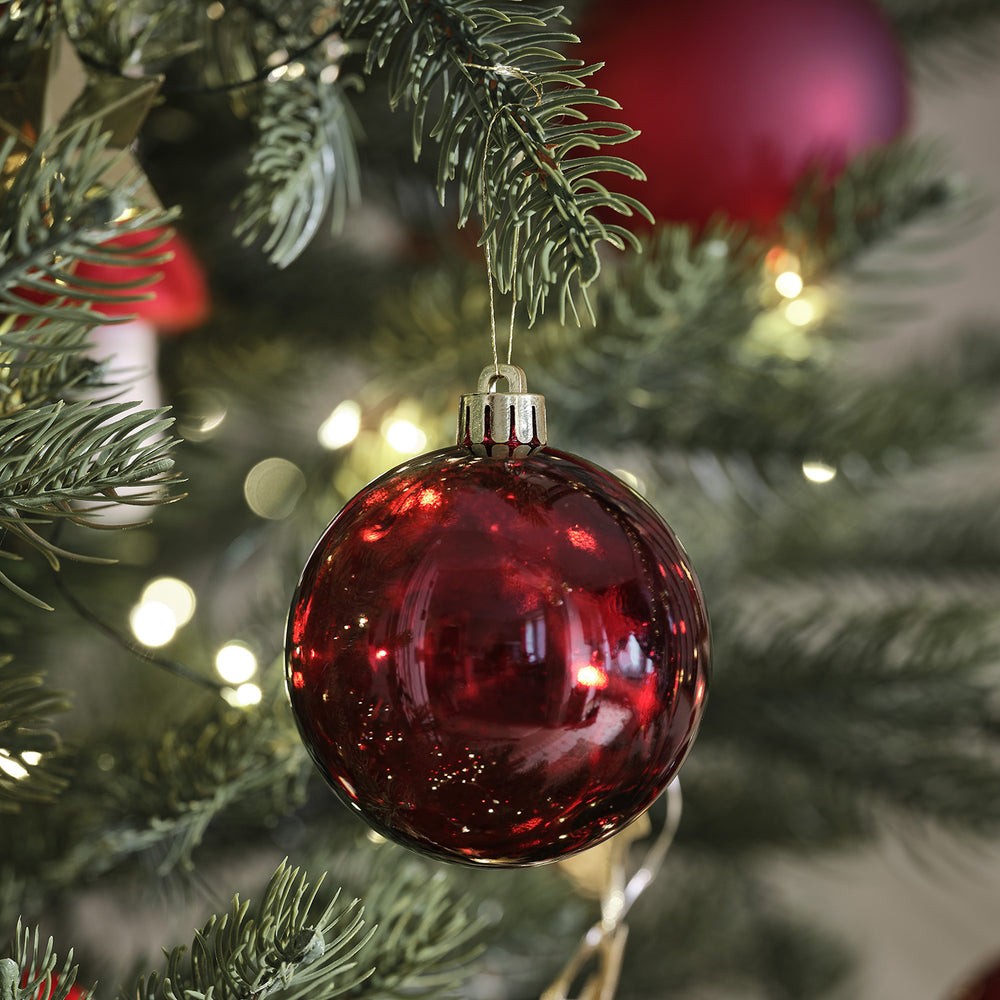 Lot de 6 Boules de Noël Rouges