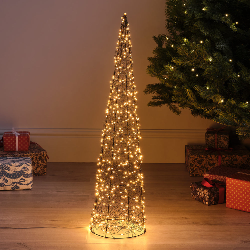 Duo de Cônes Lumineux en Fil Métallique de 80 cm et 60 cm