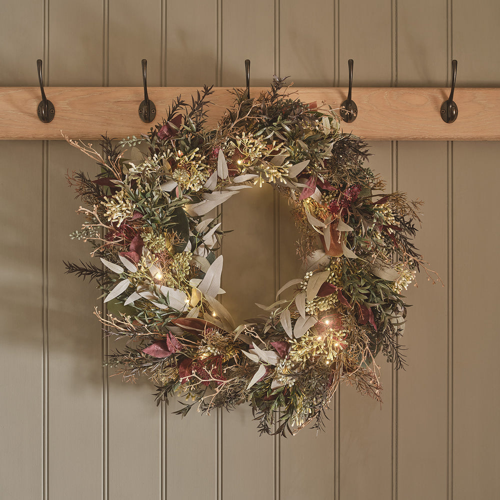 Couronne Automne Hiver Pré-éclairée de 60 cm