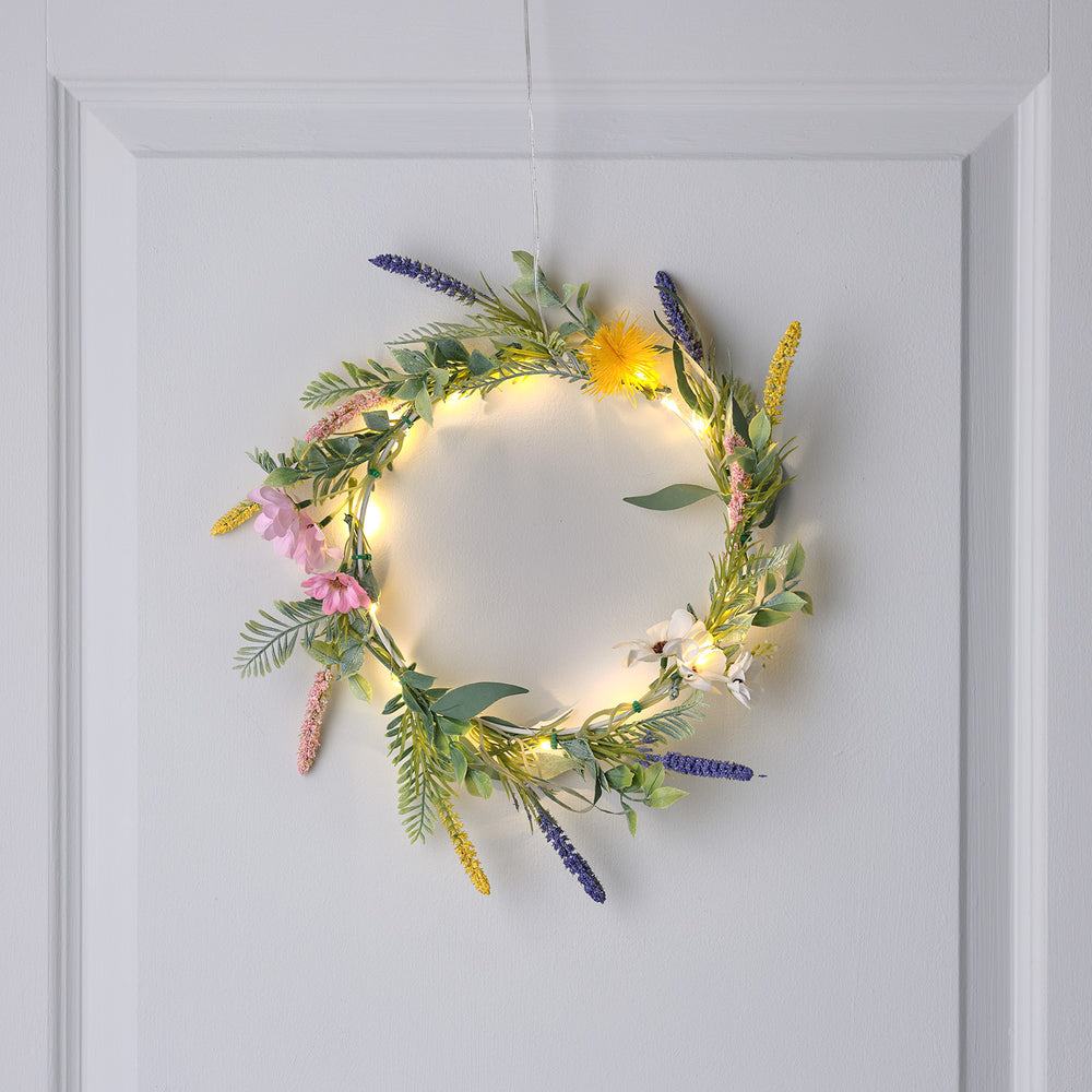 Couronne Printanière Pré-éclairée de 20 cm