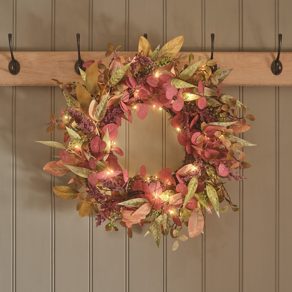 Couronne Automne-Hiver Pré-éclairée de 50 cm