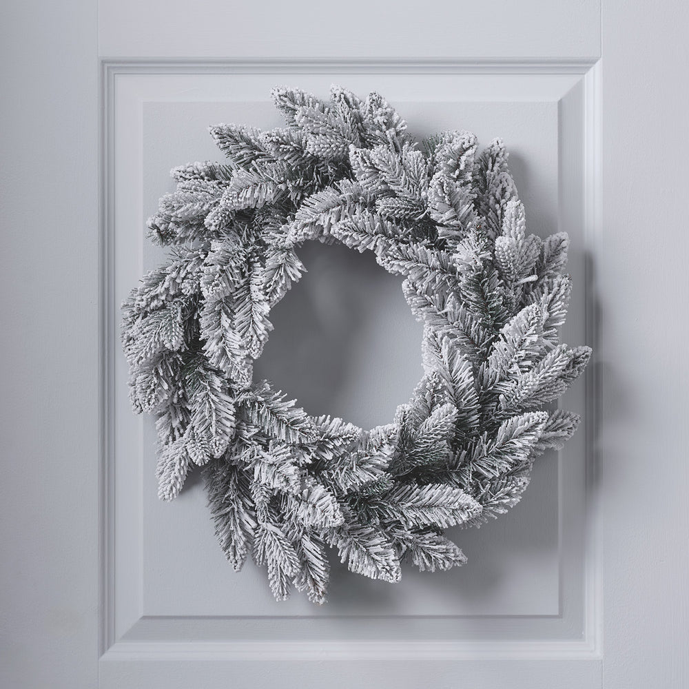 Couronne de Noël Enneigée de 50 cm à LED Blanc Chaud
