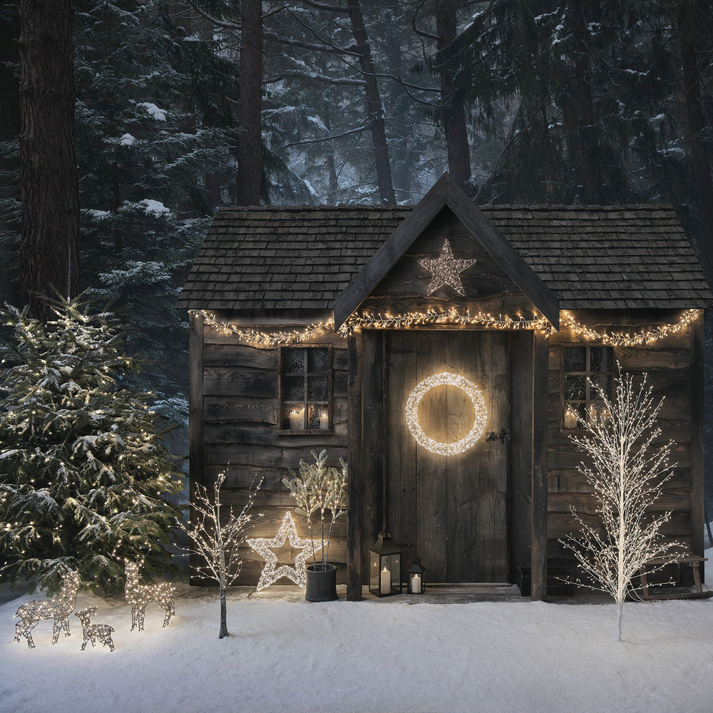 Couronne Lumineuse 3D Argentée à LED Blanc Chaud