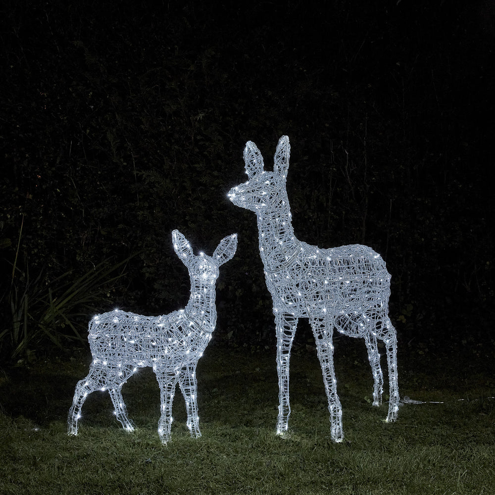 Duo Biche et Faon Lumineux à Piles et à LED Bicolore Swinsty