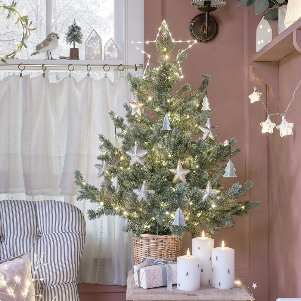 Lot de 3 Sapins Décoratifs en Céramique à Suspendre