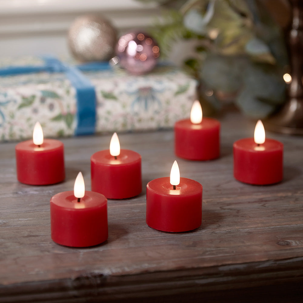 6 Bougies Votives TruGlow® Rouge à LED