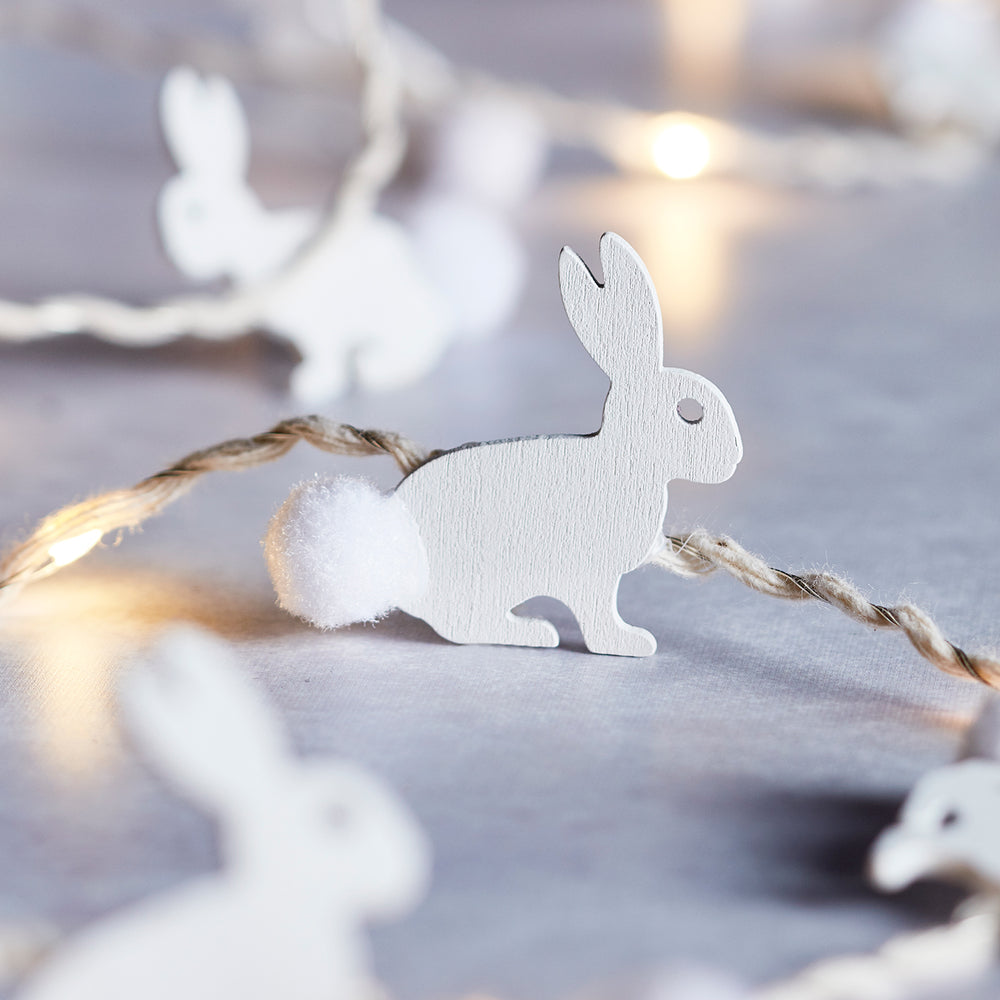 Guirlande Lumineuse 20 Lapins en Bois à Micro LED