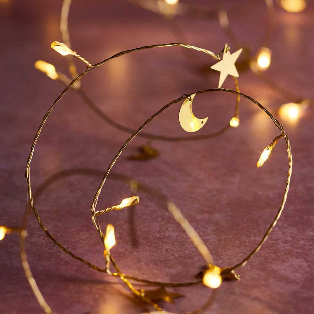 Guirlande Lumineuse 20 Lunes et Étoiles à 20 Micro LED