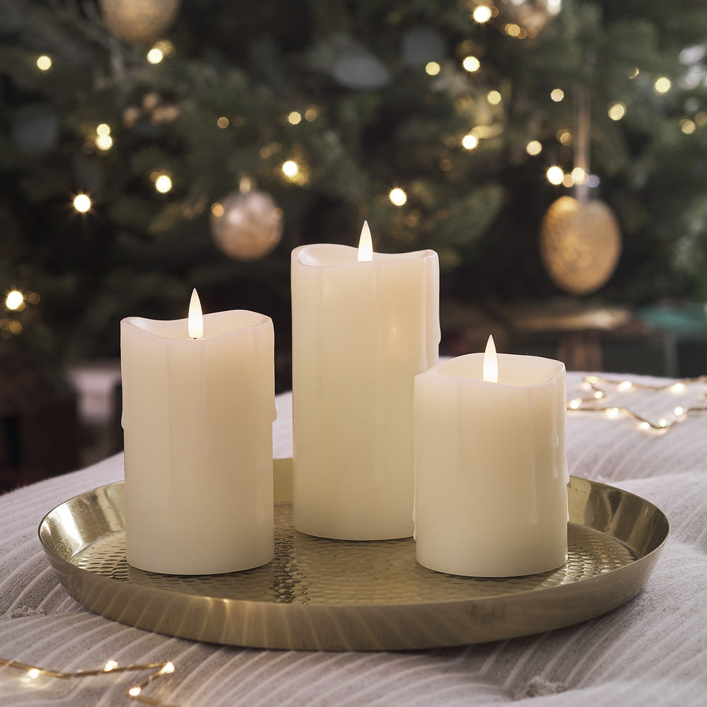 3 Bougies Piliers TruGlow®, Effet Cire Coulante, avec Télécommande