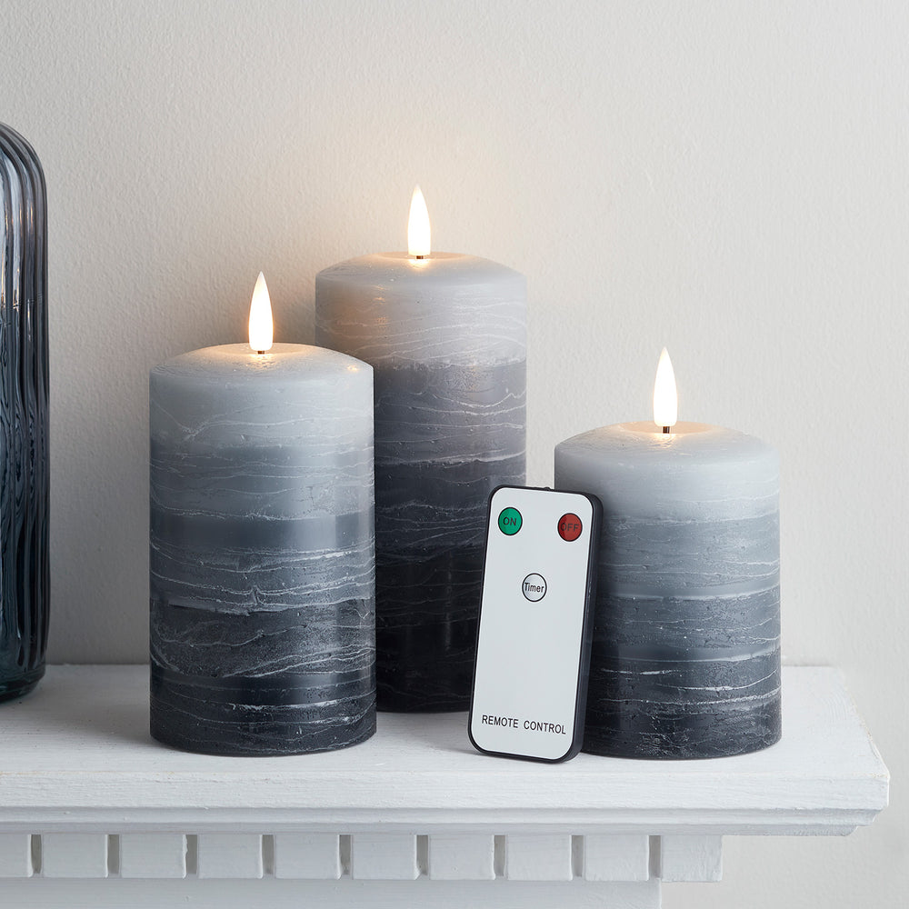 Lot de 3 Bougies Piliers TruGlow® Dégradées à LED avec Télécommande