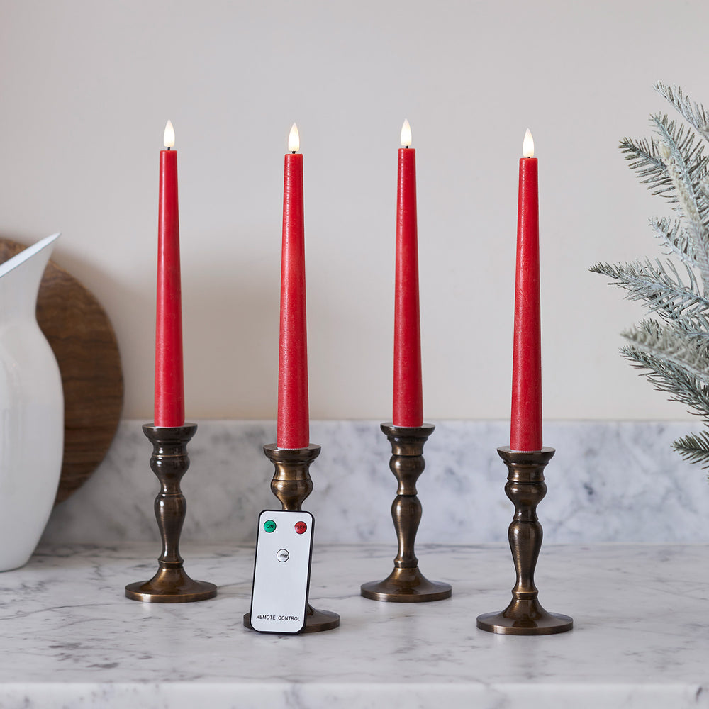 4 Chandelles TruGlow® Rouge Télécommandées
