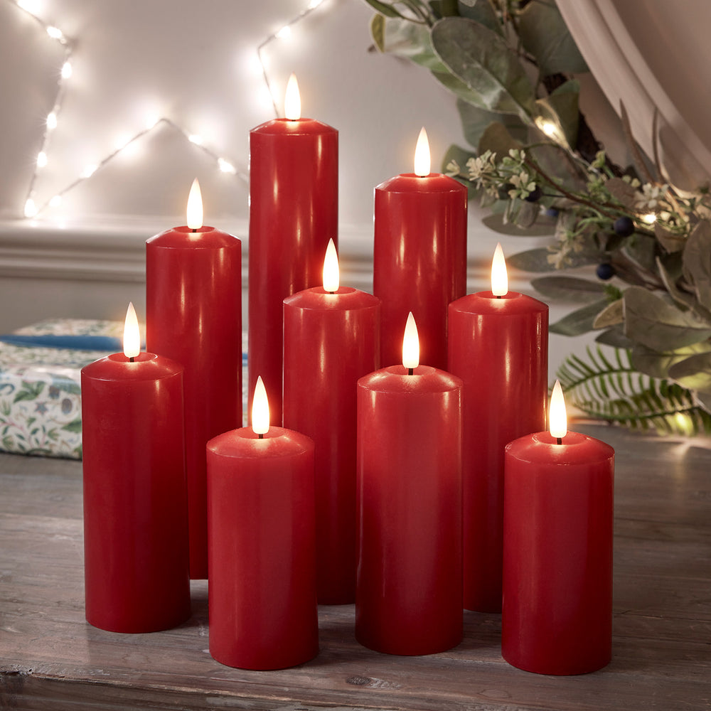 9 Bougies Fines TruGlow® Rouge Télécommandées
