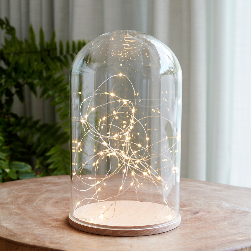 Grande Cloche en Verre Minimaliste avec 50 Micro LED