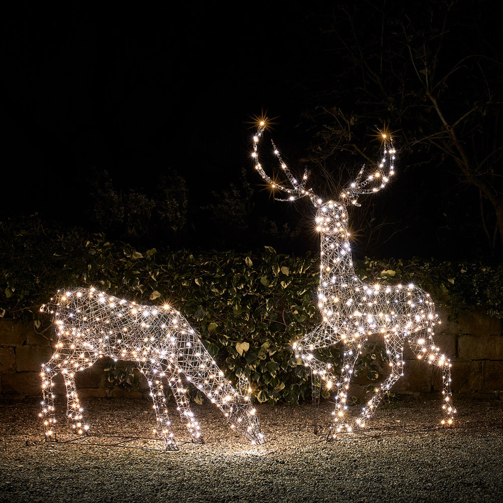 Duo de Grands Rennes de Noël Studley en Rotin