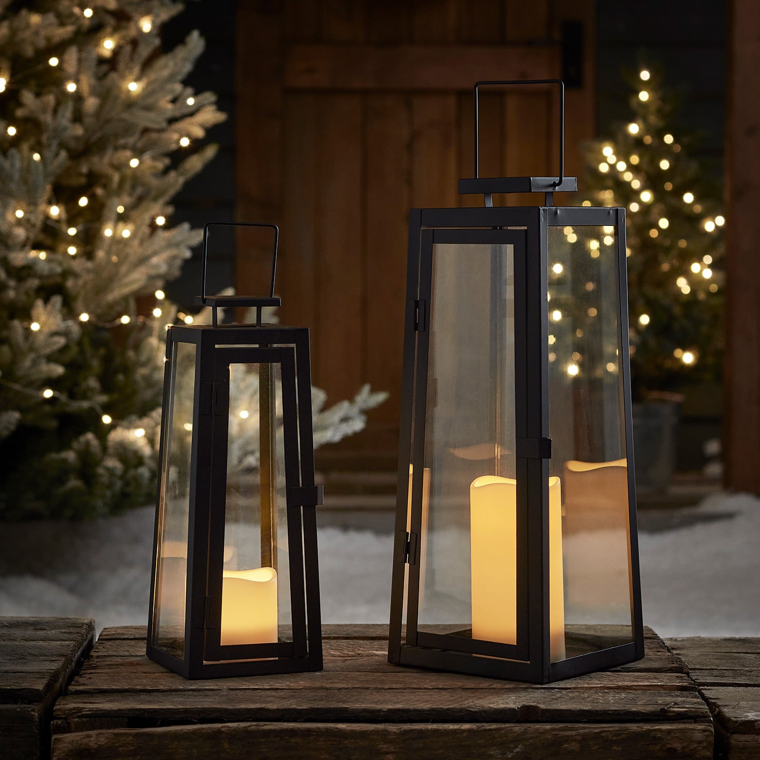 Décoration de Noël – Lanterne de Noël 2 pièces Maisons avec LED – Père Noël, bonhomme
