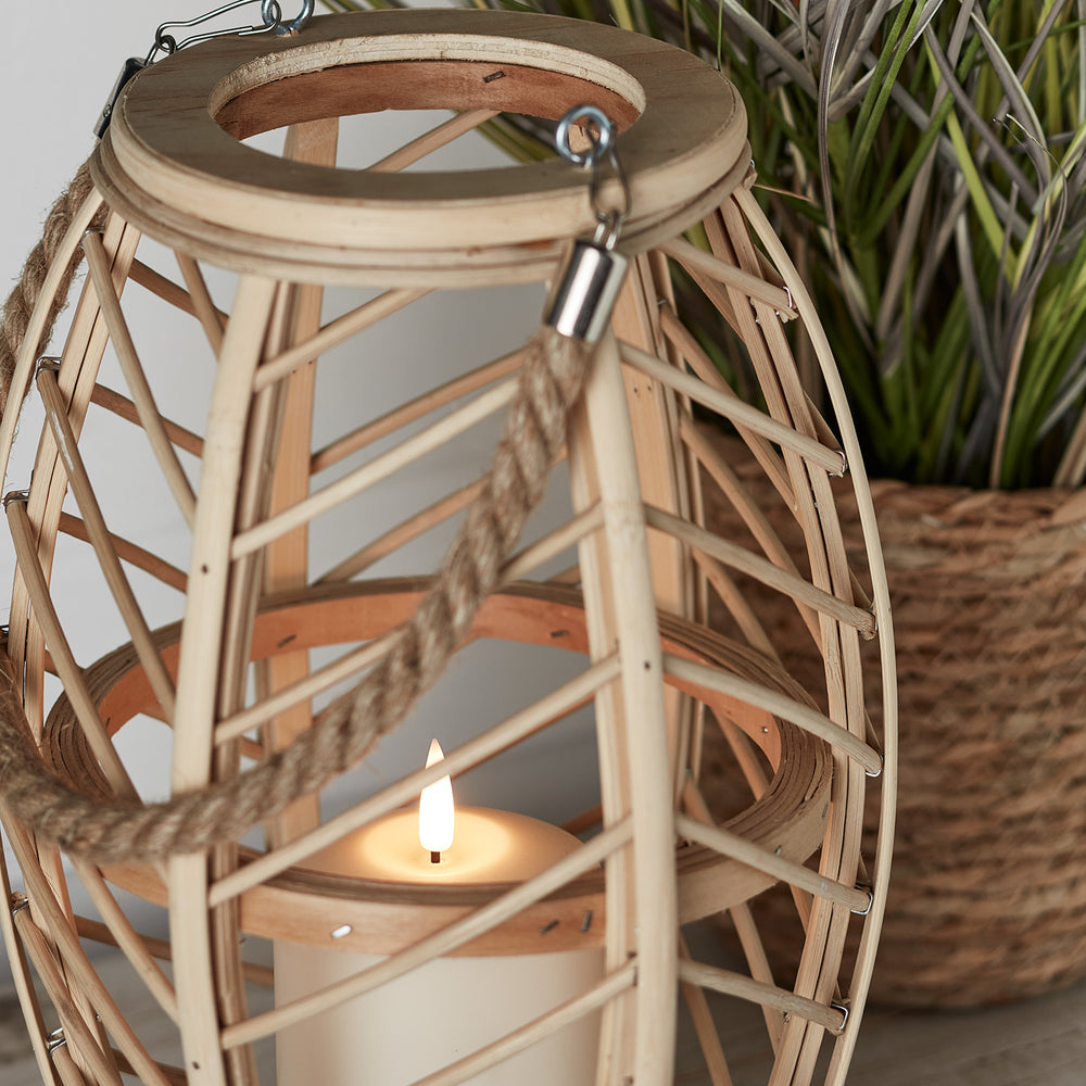 Grande Lanterne Côtière en Bambou avec Bougie TruGlow®