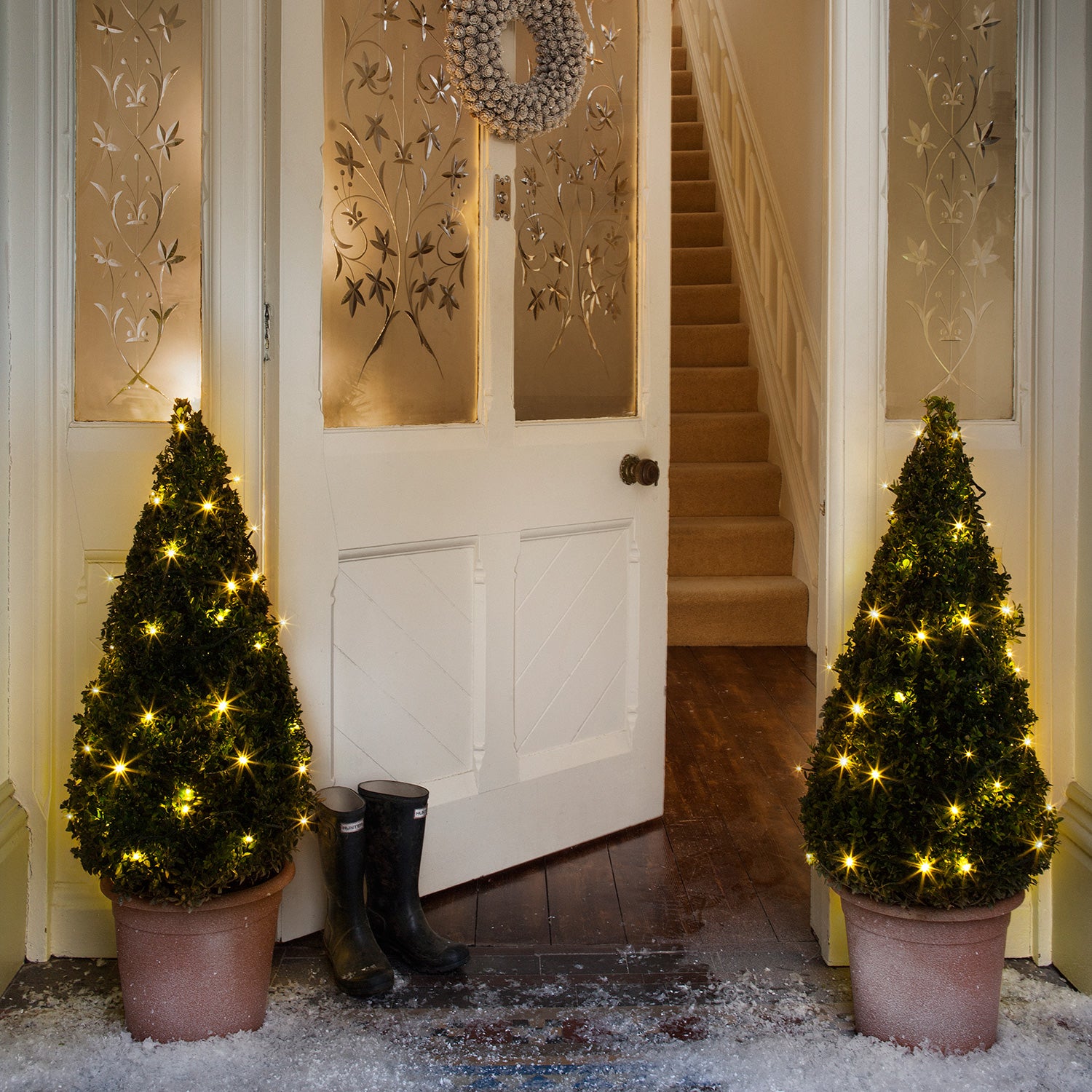 Guirlande Lumineuse LED 100 Ampoules Blanc Chaud - Lights4fun, 9,9m, Pour Extérieur, à Piles Avec Minuterie