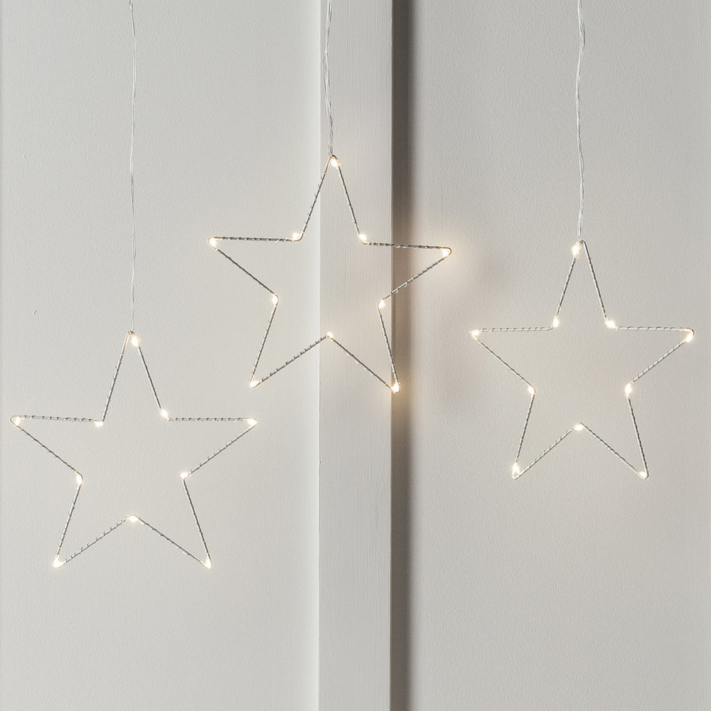 Trois Décos Étoiles Lumineuses Osby à LED à Piles