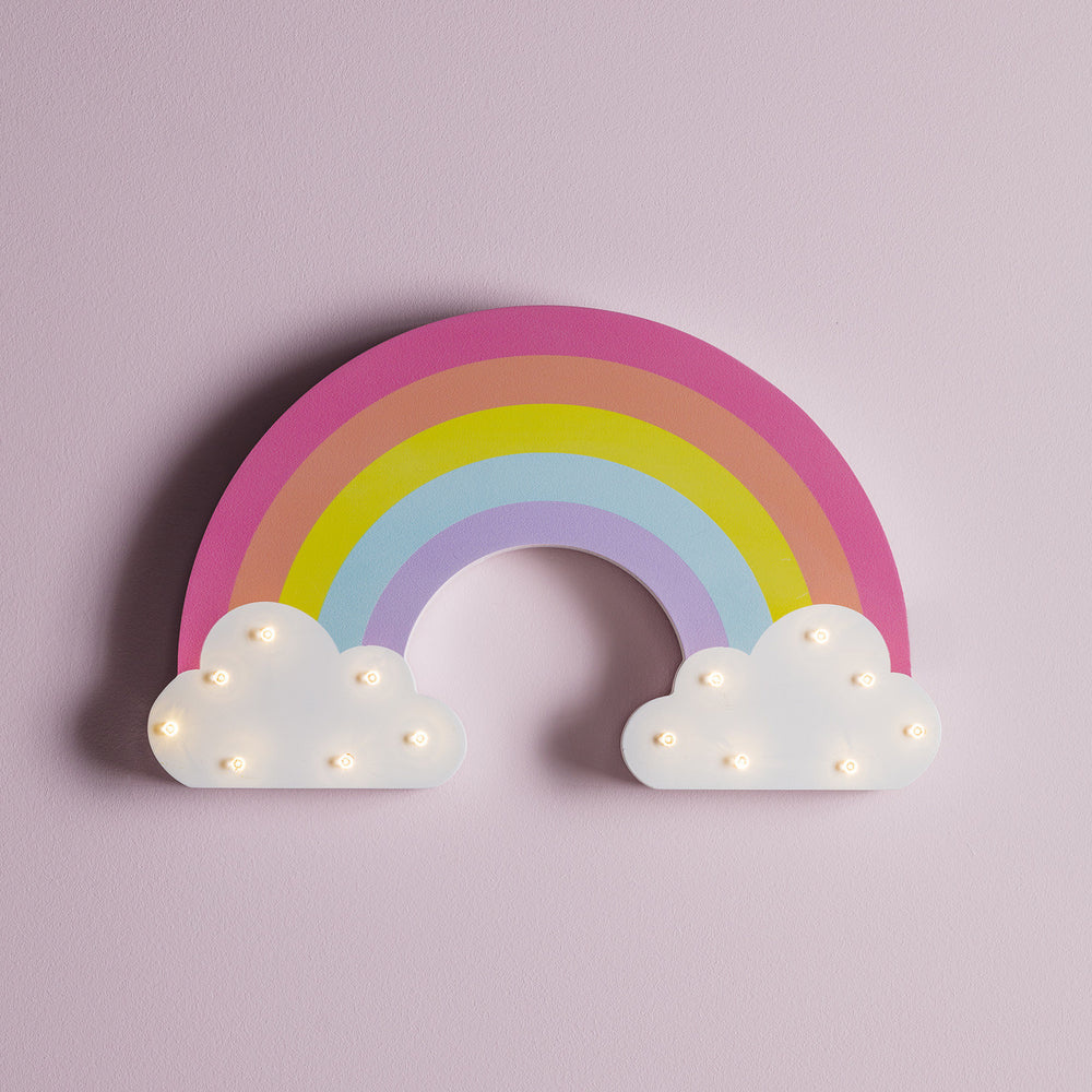 Applique Murale Enfant en Forme d'Arc-en-Ciel en Bois à Piles