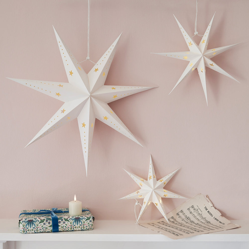 3 Étoiles de Noël en Papier à Micro LED