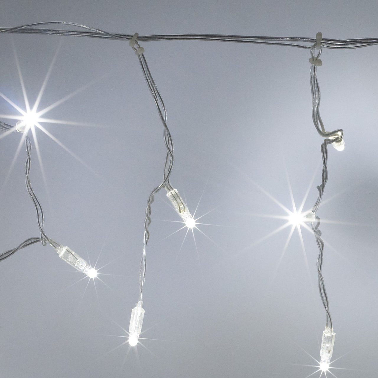 Guirlande Stalactite 10m 320 LED Blanche Câble Transparent Raccordable Série Cœur