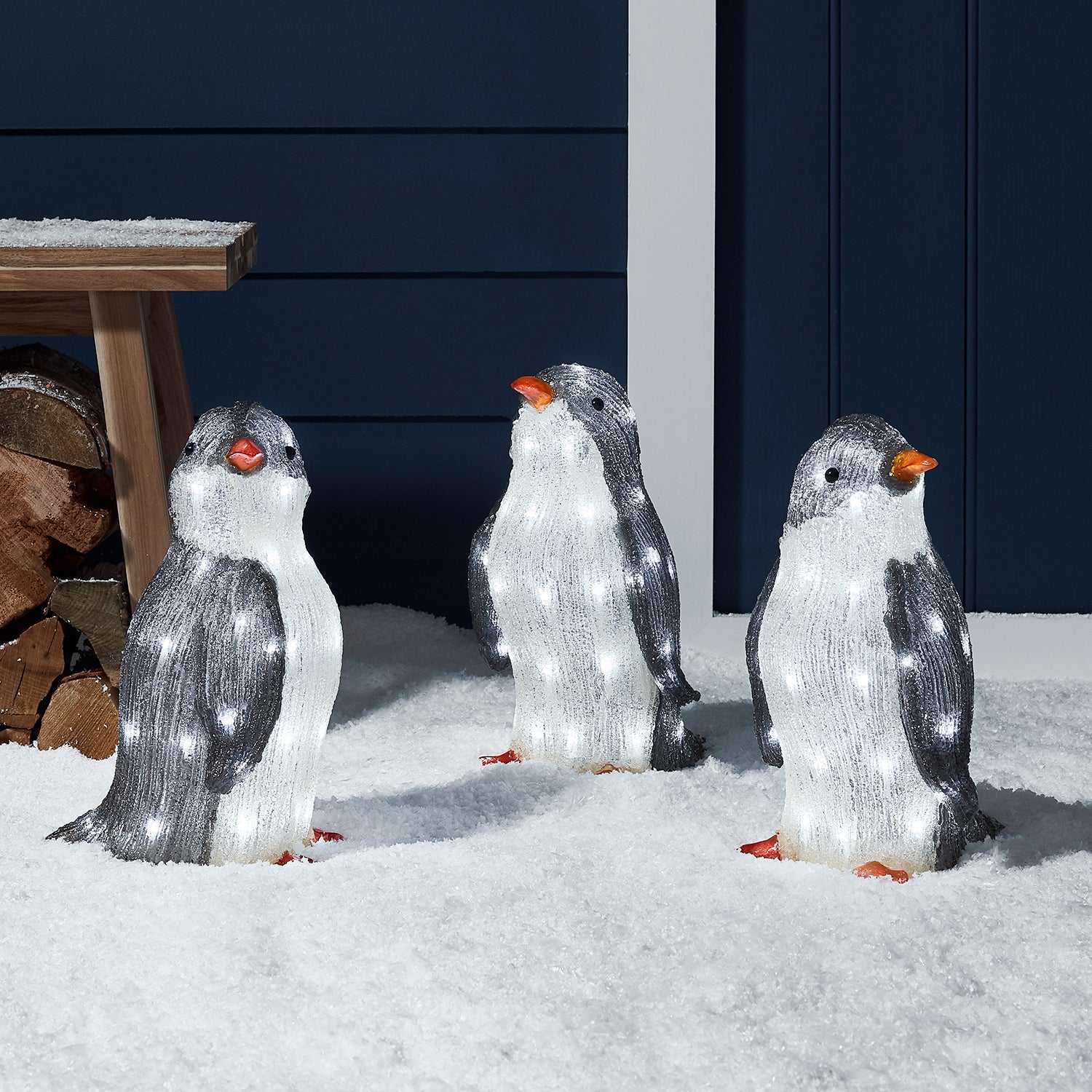 Scène de vie illuminée à piles Aire de jeu des pingouins - Village