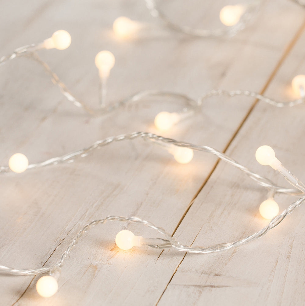 Guirlande Lumineuse Boule à LED Blanc Chaud sur Câble Transparent