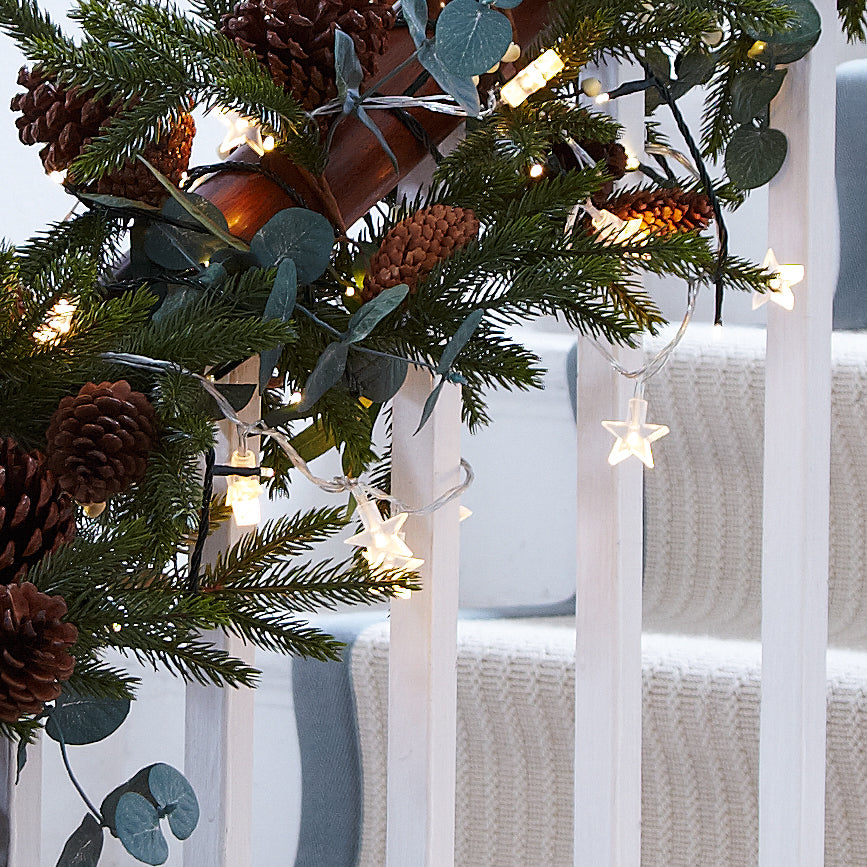 Guirlande Lumineuse 30 Étoiles LED Blanc Chaud sur Câble Transparent