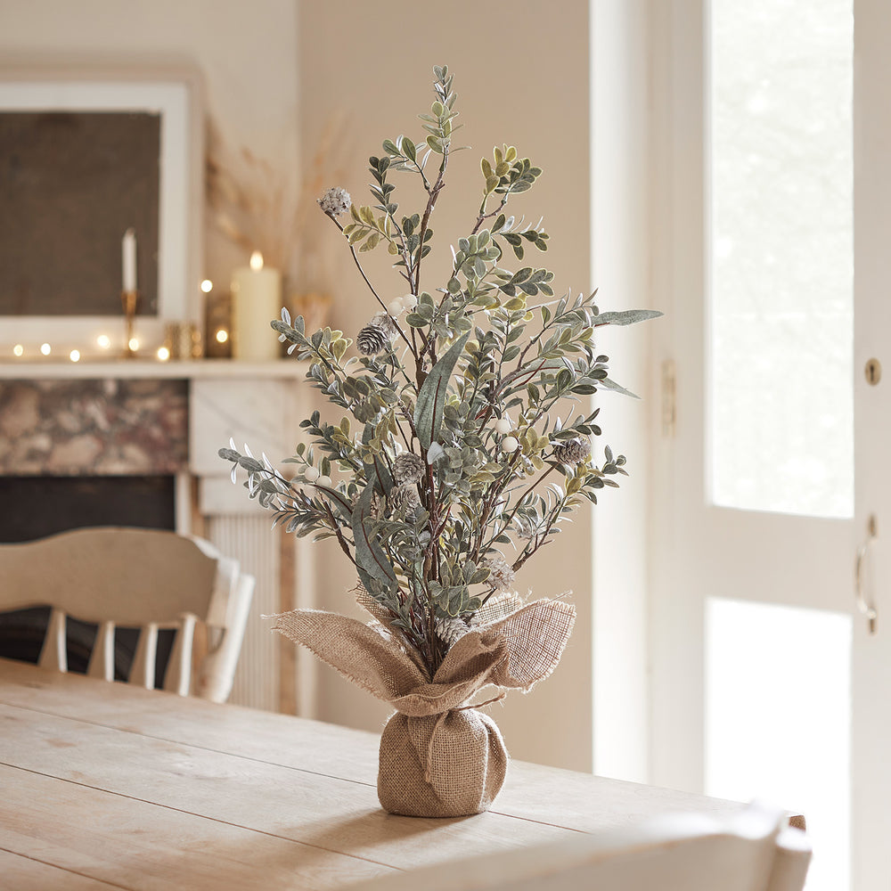 Sapin de Noël Miniature de 63 cm avec Baies Blanches