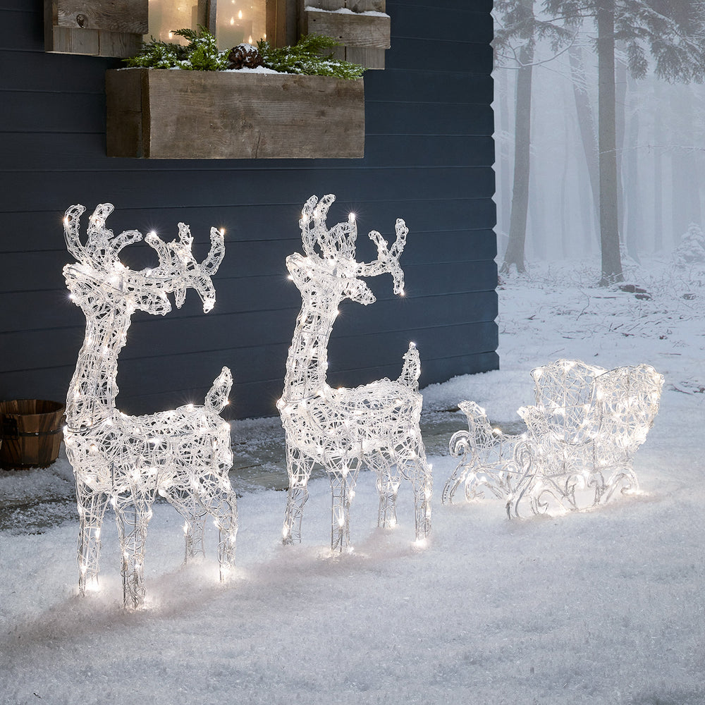 Rennes de Noël avec Traîneau Lumineux Swinsty à LED Bicolore