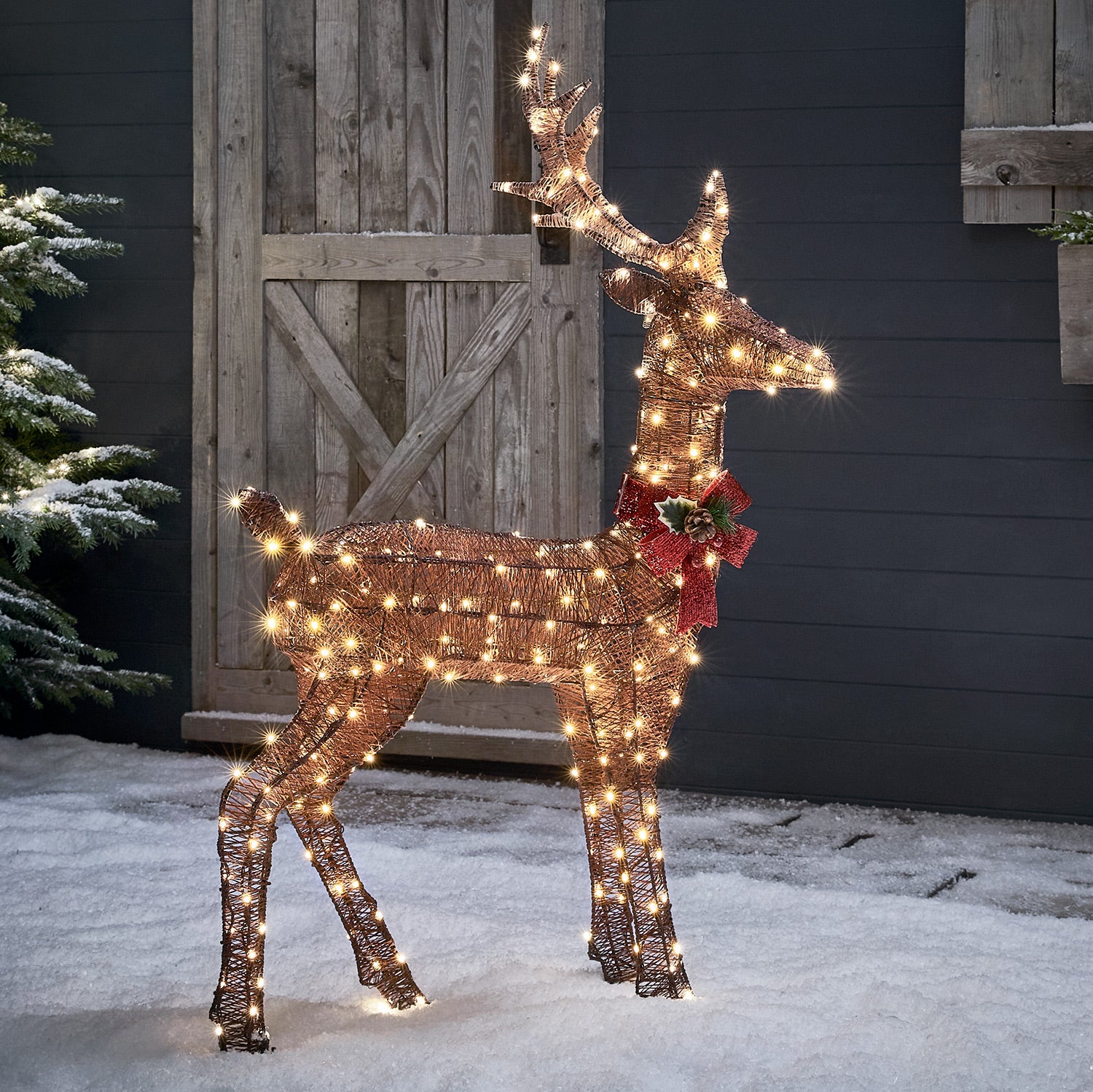 Renne de Noël Lumineux Harewood en Fils de Coton Marrons