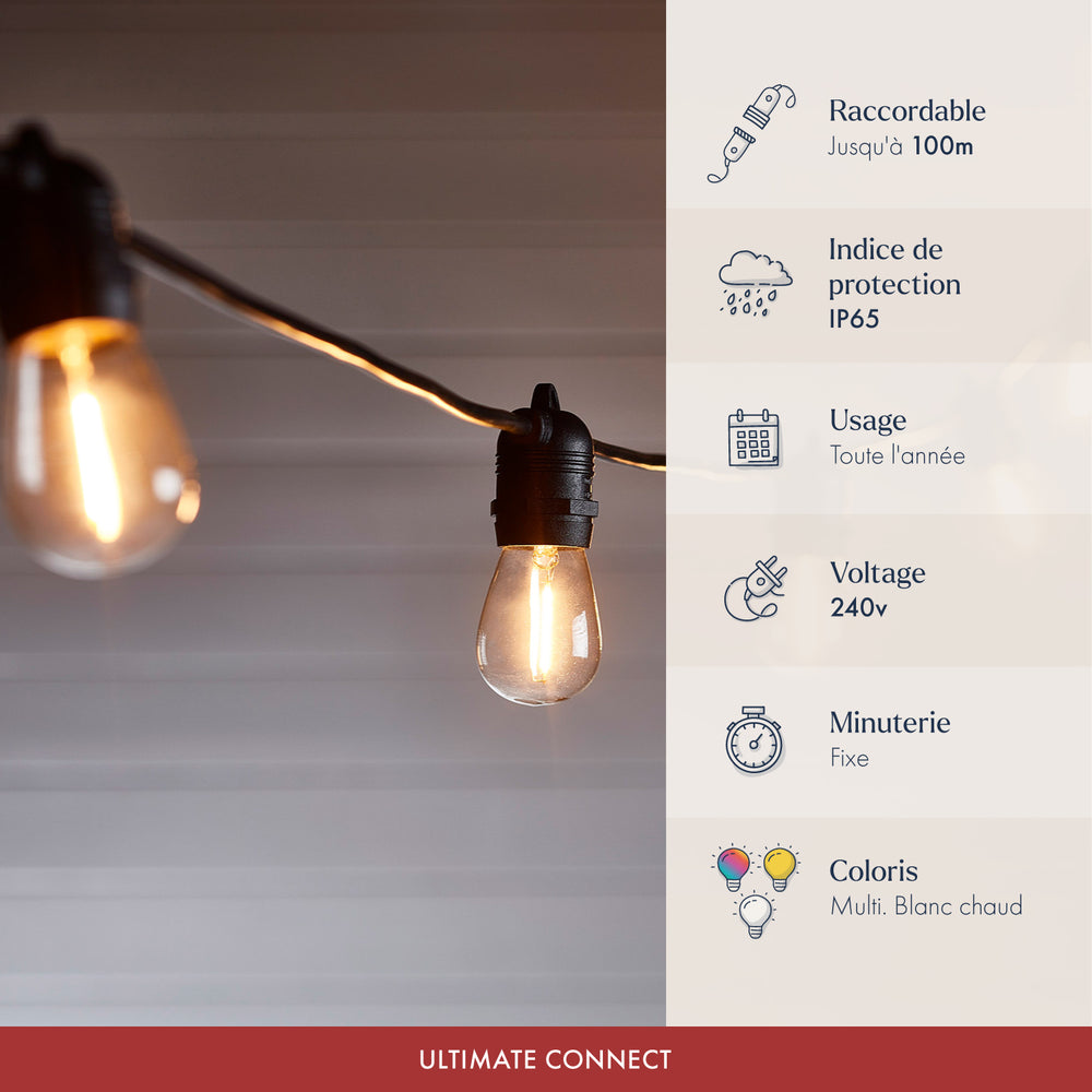 Guirlande Guinguette Ultimate Connect 10m 20 LED Blanc Chaud