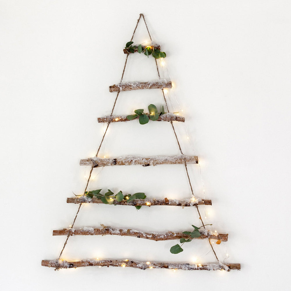 Lot de Sapin de Noël à Suspendre avec Branches Enneigées et Micro LED