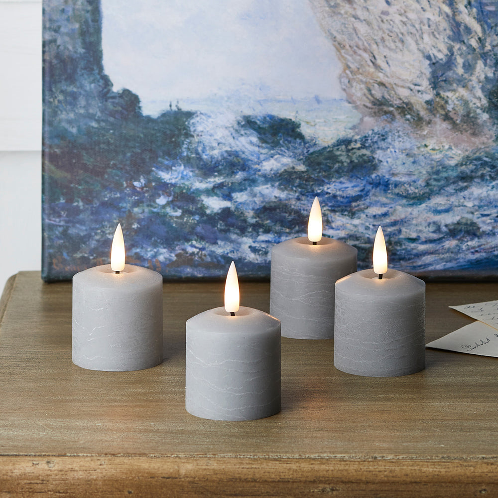 4 Bougies Votives TruGlow® Grises à LED avec Télécommande