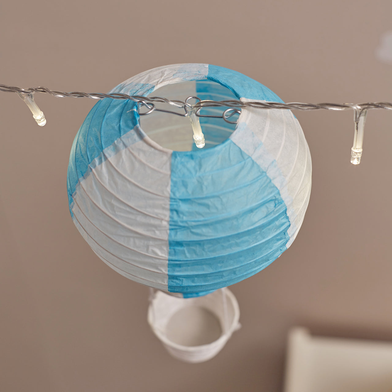 Lot de 5 Lampions Montgolfière en Papier, Couleurs Pastel