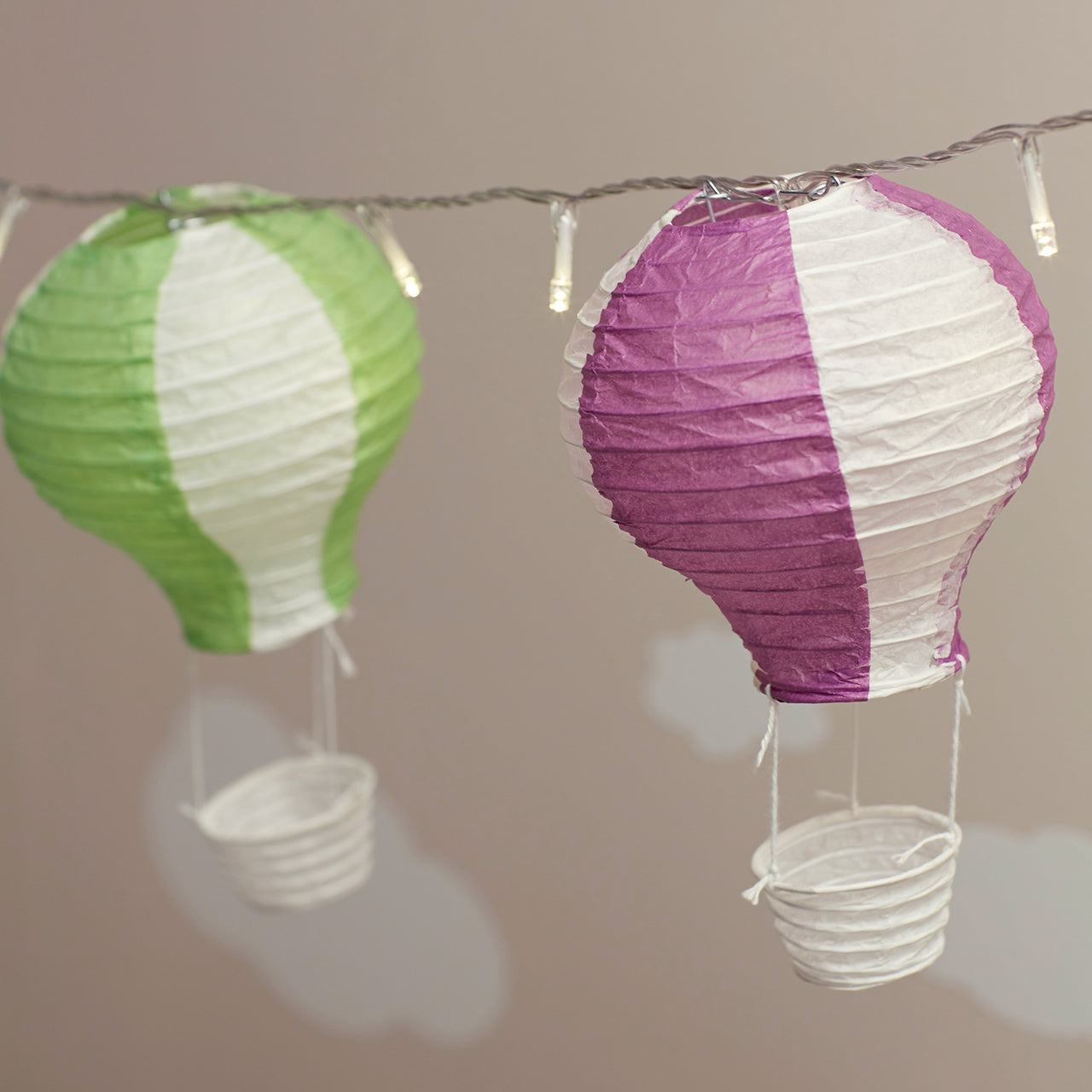 Lot de 5 Lampions Montgolfière en Papier, Couleurs Pastel