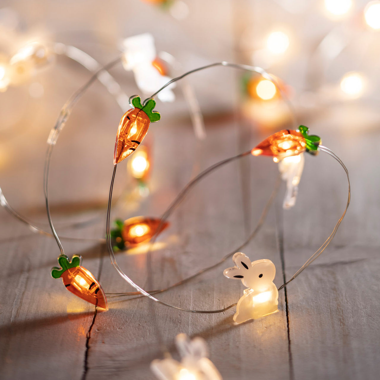 Guirlande Lumineuse à 20 Micro LED avec Lapins et Carottes