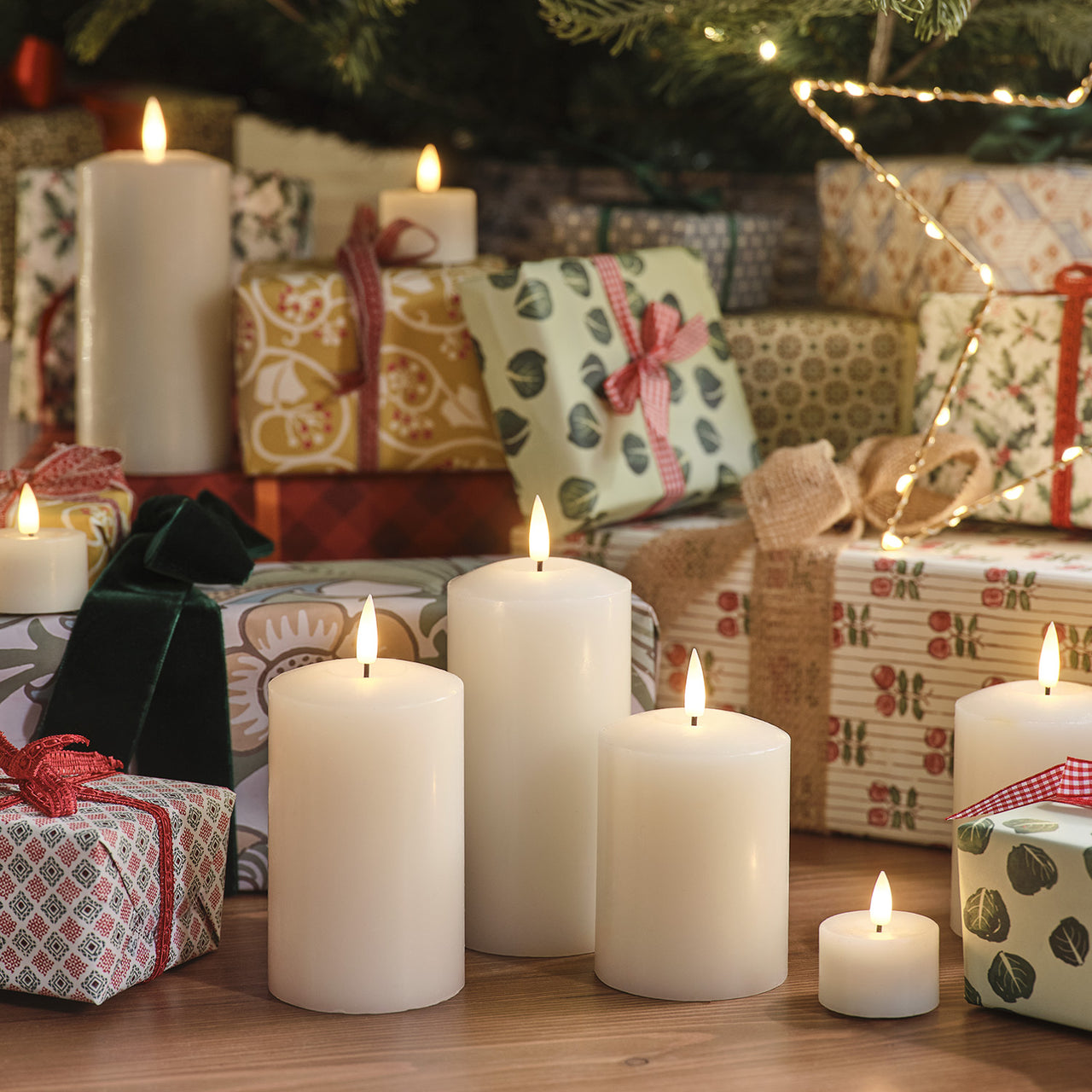 Lot de 3 Bougies Piliers Flamme Réaliste à LED TruGlow®