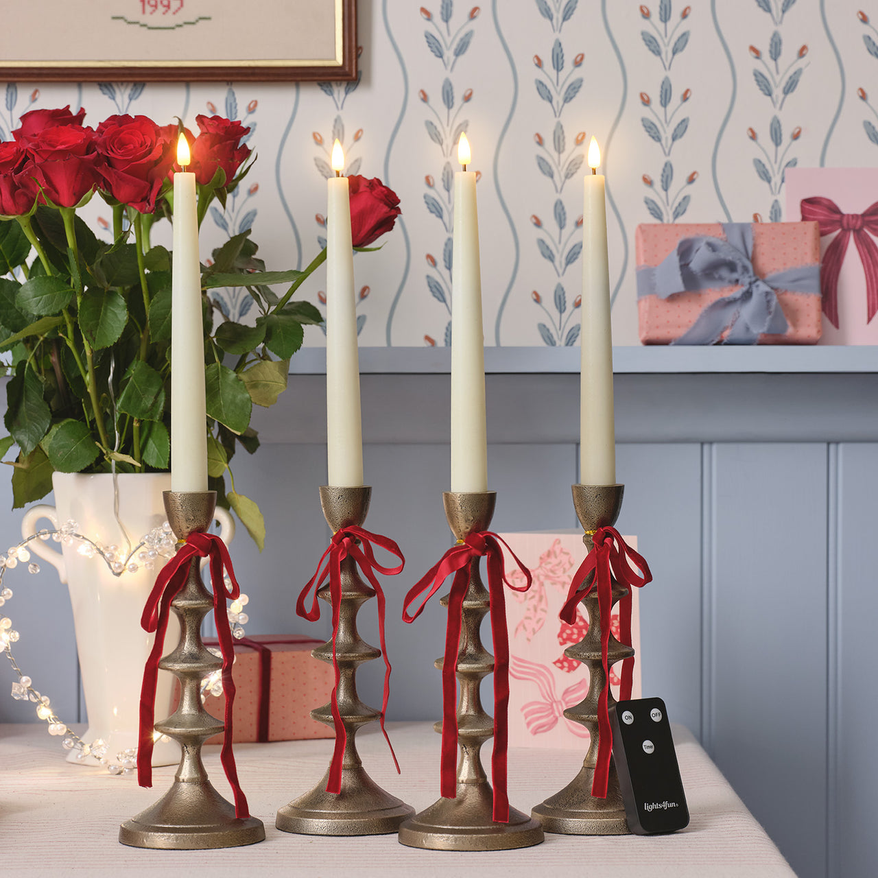Lot de 4 Chandelles TruGlow® avec Télécommande