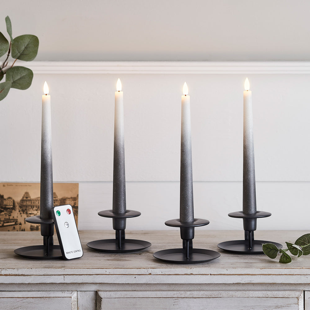 4 Chandelles TruGlow® Effet Ombré Gris Foncé Télécommandées
