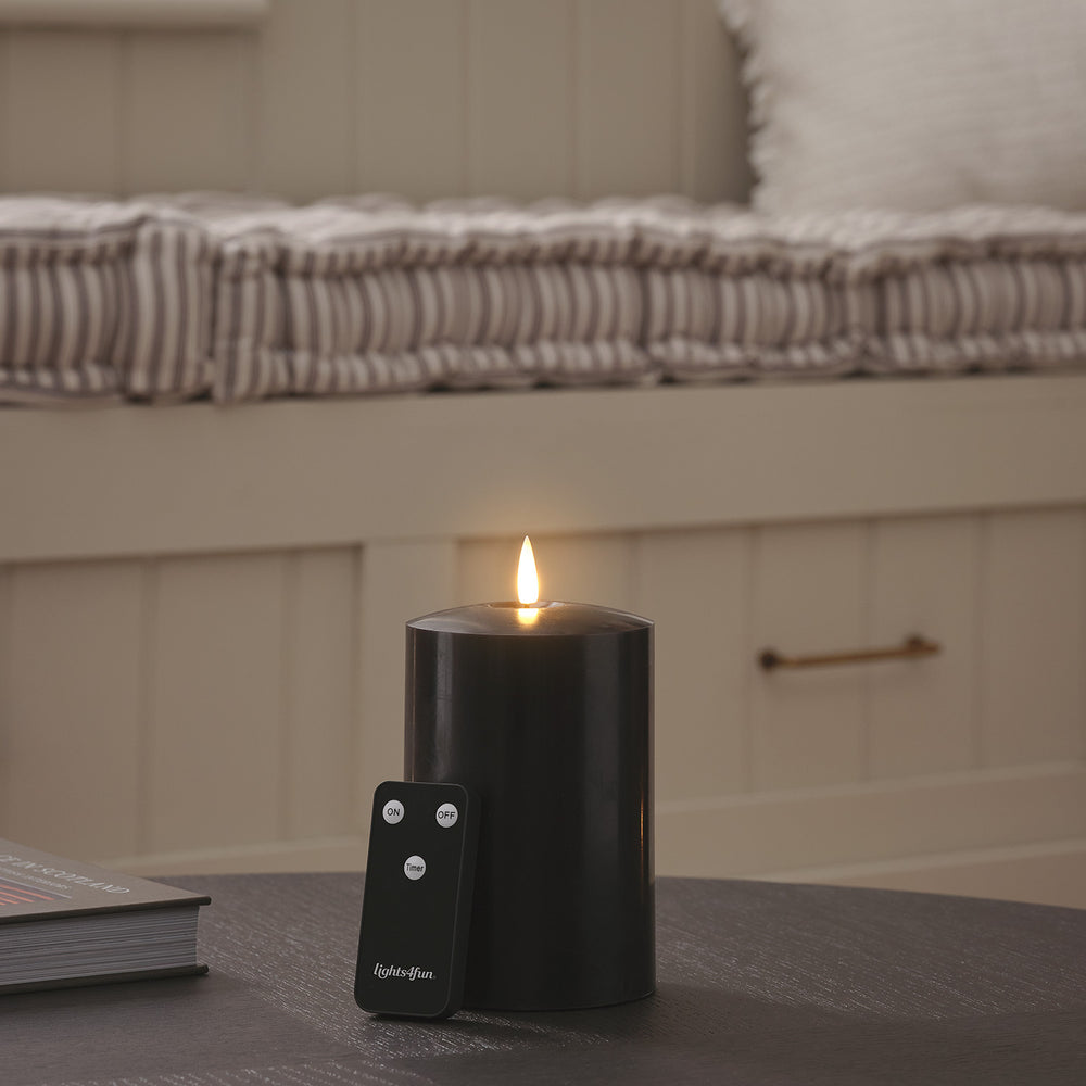 Bougie Cierge Noire TruGlow® à LED de 15 cm